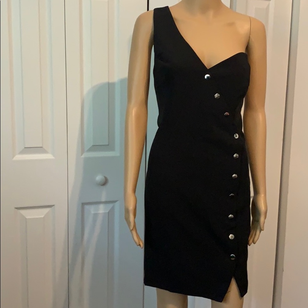 Black One Strap Midi Dress